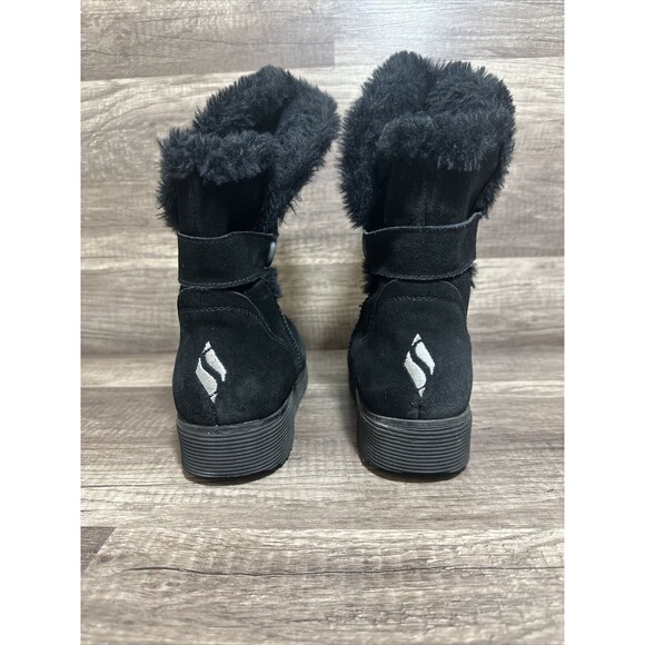 Skechers Keepsakes Wedge Winter Boots Black Faux Fur Cozy Peak Mid Calf Size 8 - Picture 4 of 8